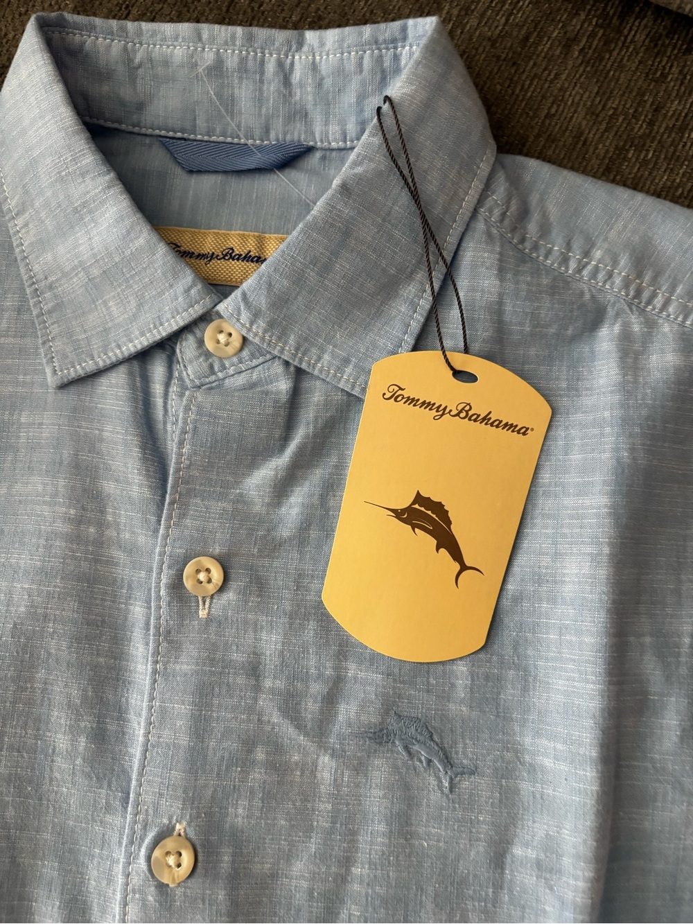 Tommy Bahama Light Blue Short-Sleeve Button-Down Shirt Cotton S NWT